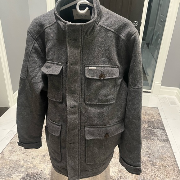 WOODS LONDON 🇬🇧GREY PEA Coat size extra large very sharp jacket🇬🇧 fall mod - Picture 3 of 17